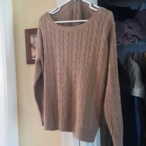 Women's 3X Land's End Tan Cable knit sweater